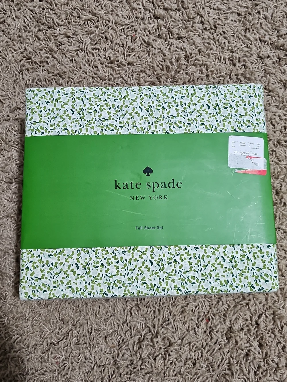 NWT Kate Spade Full Sheets Set Cotton 4 Piece Fitted Flat & Pillowcases